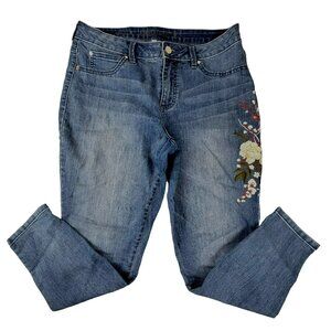 Jennifer Lopez Skinny Jeans size 10 Womens Embroidered Flower Details  JH1697360